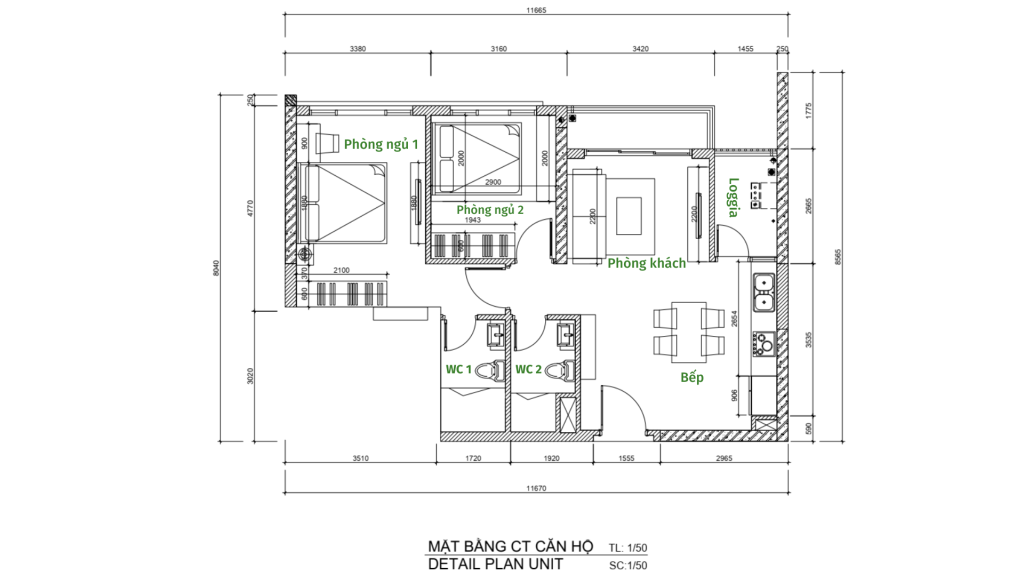 Palm Heights - 83m2 - Chị B 2 Mat bang bo tri noi that Palm heights