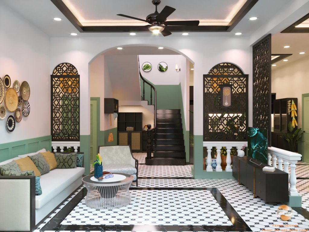 PHONG CÁCH INDOCHINE: TỪ NỘI THẤT ĐẾN NGOẠI THẤT 2 phòng khách phong cách indochine