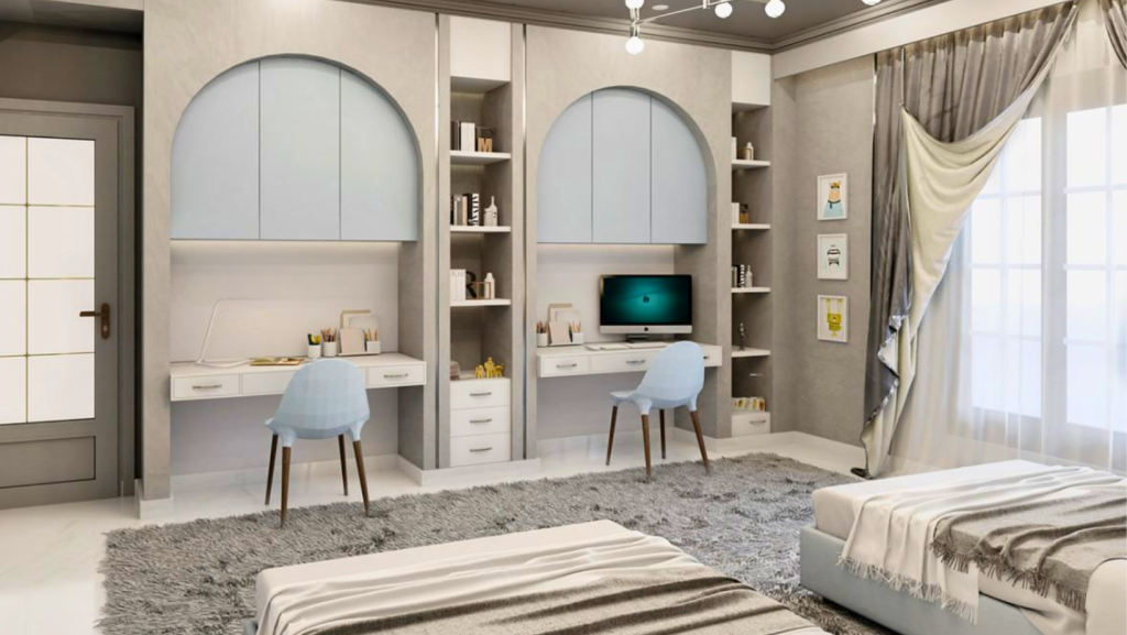 THIẾT KẾ PHÒNG NGỦ CÓ BÀN LÀM VIỆC LÝ TƯỞNG BẠN NÊN XEM 4 thiết kế phong ngủ có bàn làm việc cho 2 người