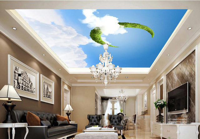 Ý TƯỞNG TRANG TRÍ TRẦN NHÀ ĐA PHONG CÁCH 2025 10 trang trí trần nhà bằng giấy dán tường