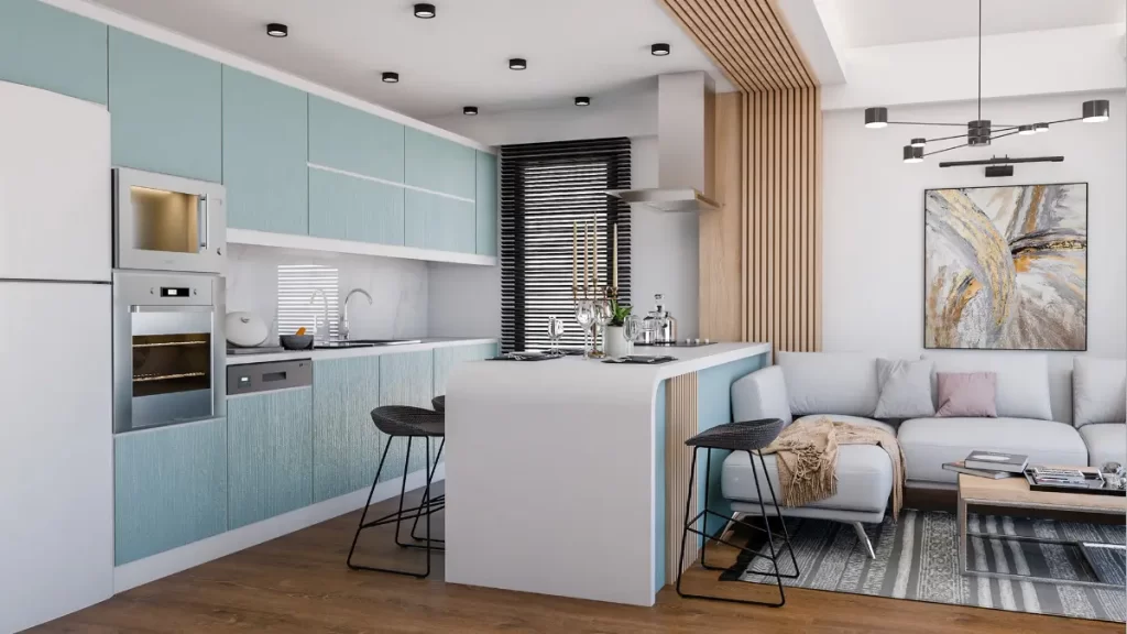 LỢI ÍCH VÀ LƯU Ý KHI THIẾT KẾ PHÒNG KHÁCH VÀ BẾP CHUNG 5 lưu ý phòng khách và bếp chung