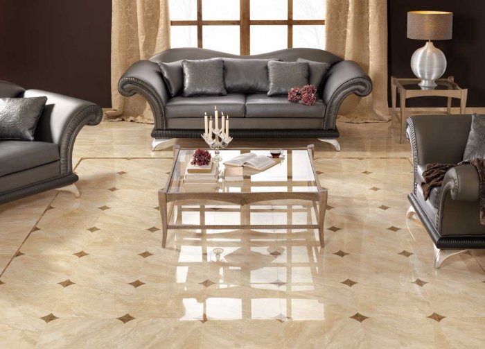 Chọn họa tiết trang trí gạch lát phòng khách