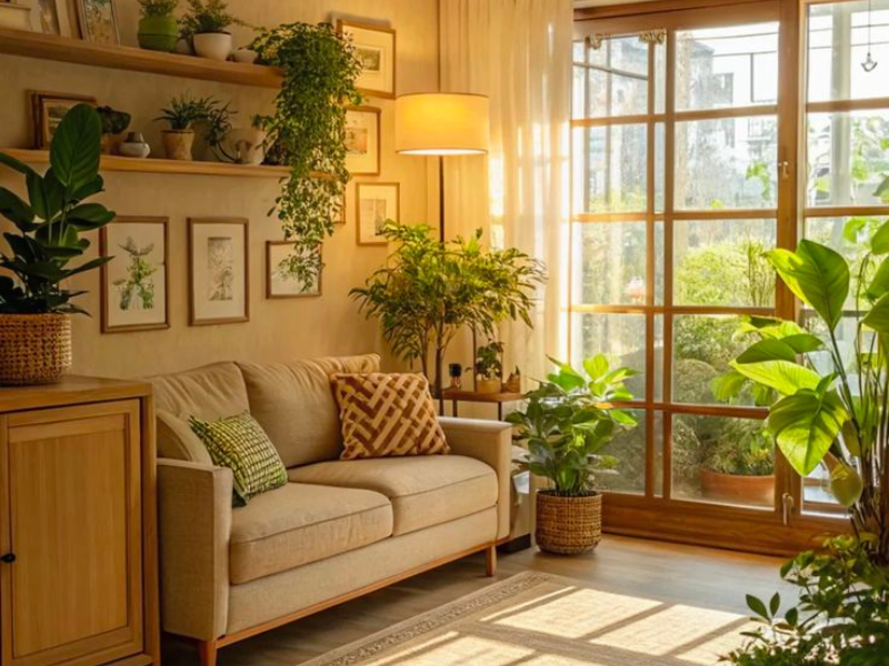Xu Hướng Thiết Kế Nội Thất Chung Cư Mới Nhất Hiện Nay 4 Việc đưa cây xanh vào không gian sống không chỉ tạo điểm nhấn thẩm mỹ mà còn giúp thanh lọc không khí, mang lại một không gian sống khỏe mạnh