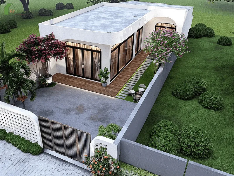 Nhà cấp 4 hình chữ L từng là một kiểu kiến trúc phổ biến ở Việt Nam, đặc biệt là ở các vùng nông thôn và ngoại ô